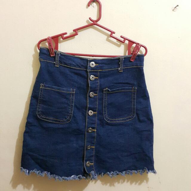 High waist hot sale palda maong