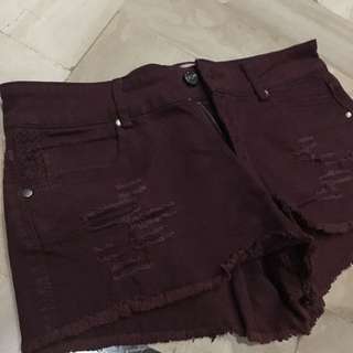 Zara Maroon Short