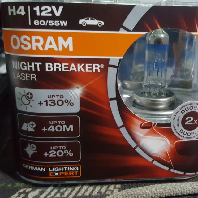 1pc H4 Osram Night Breaker Laser, Car Accessories on Carousell