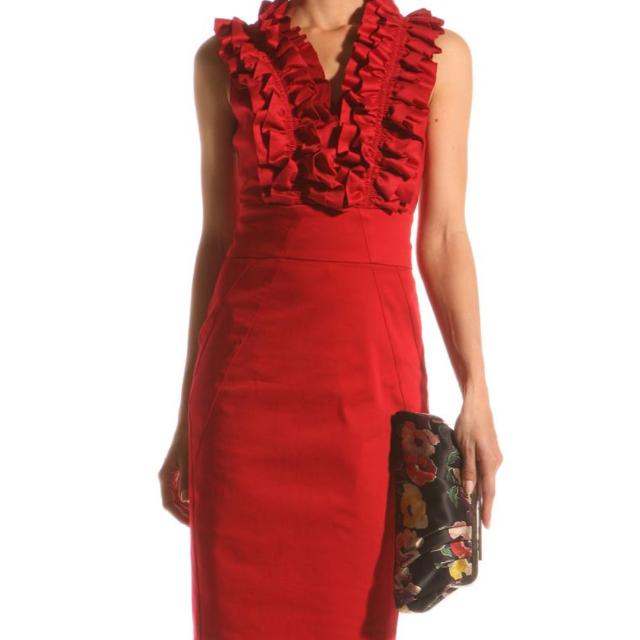 ted baker red ruffle dress