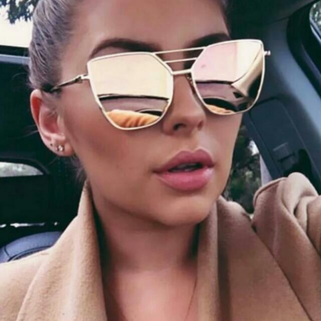 Outeye Flat Top Rose Gold Men Women Mirror Sunglasses Womens Fashion Brand Designer Cool Sun Glasses Femme Cat Eye Eyewear Women S Fashion Accessories On Carousell