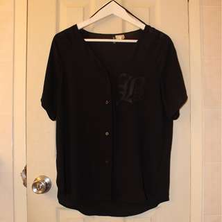 H&M Black Button-Up Blouse