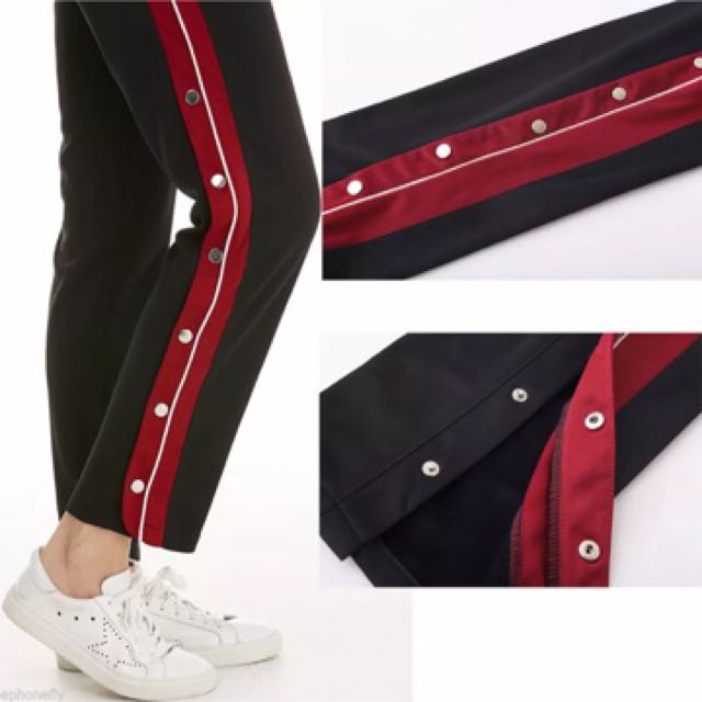 snap track pants womens