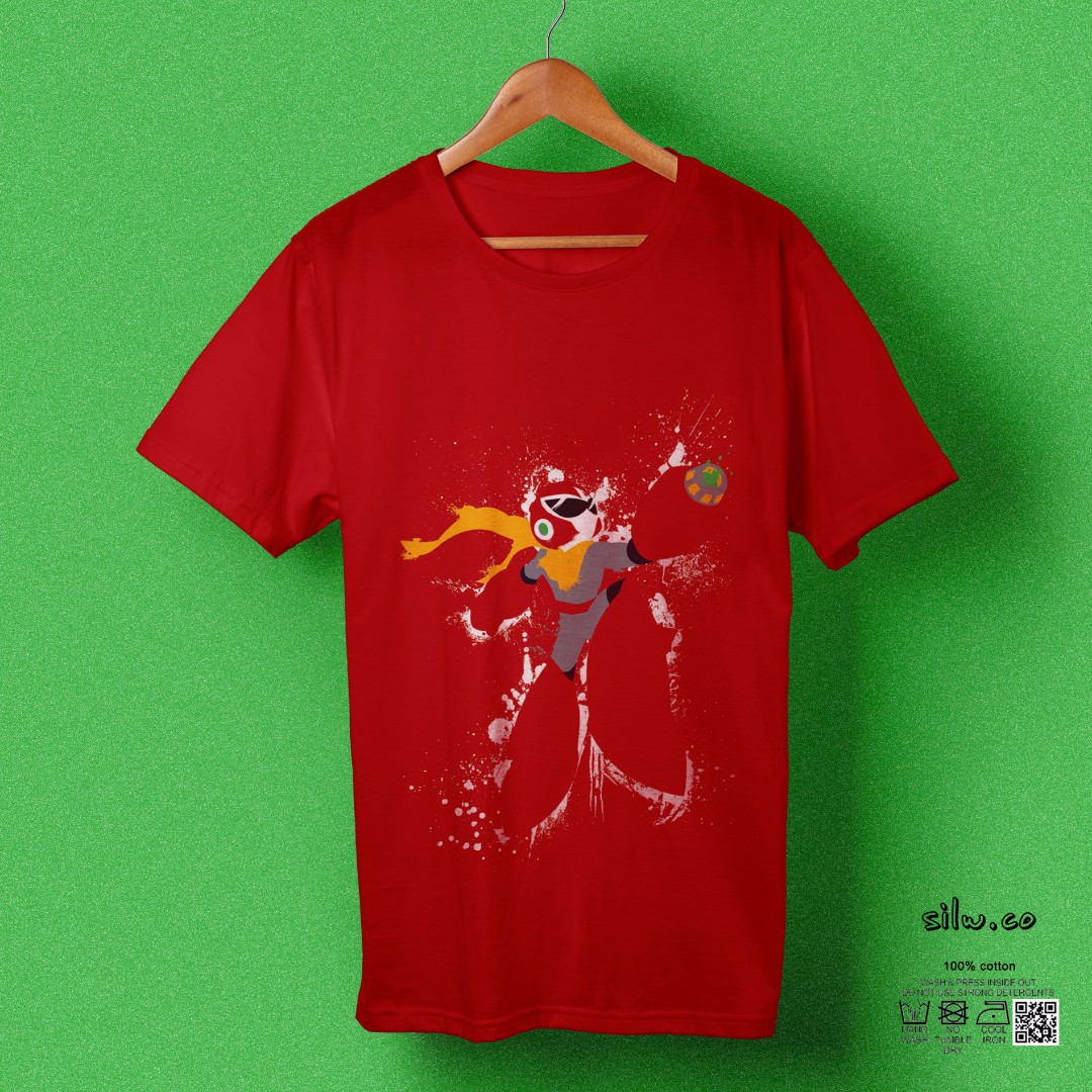 red graphic tee