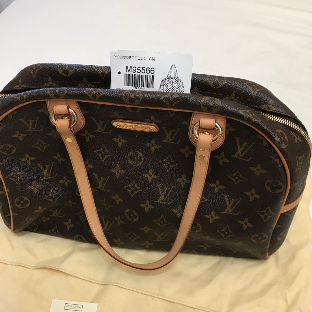 LV Montorgueil GM M95566 Brown Monogram Canvas with Leather and