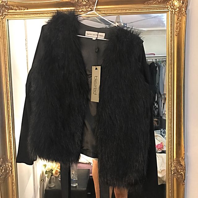 Tiger Mist Blessed Are The Meek Faux Fur Leather Jacket Black Photo