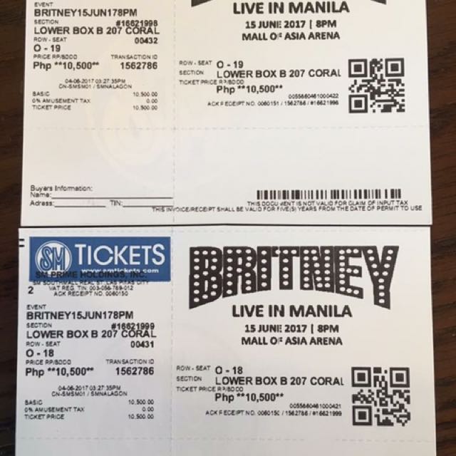 Britney Spears Ticket, Tickets & Vouchers, Event Tickets on Carousell