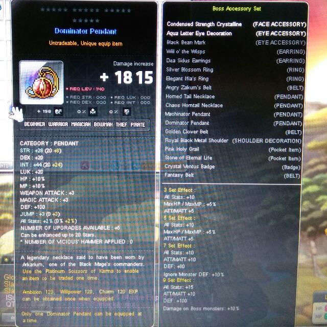 Maplestory SEA Dominator pendant, Video Gaming, Gaming Accessories, Game Gift Cards & Accounts