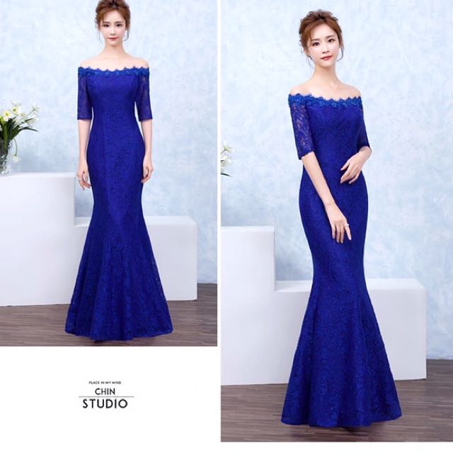 royal blue fishtail dress