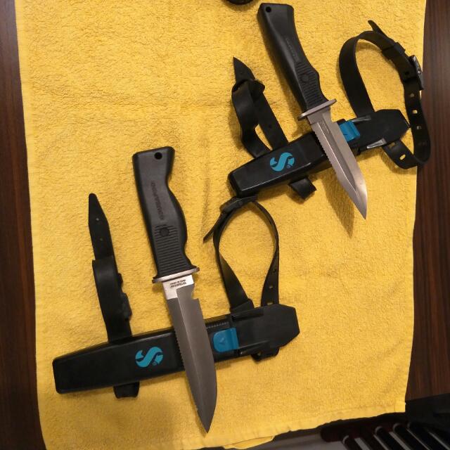 ScubaPro Titanium Dive Knife Set Of Two... Very Rare.. Made In Japan