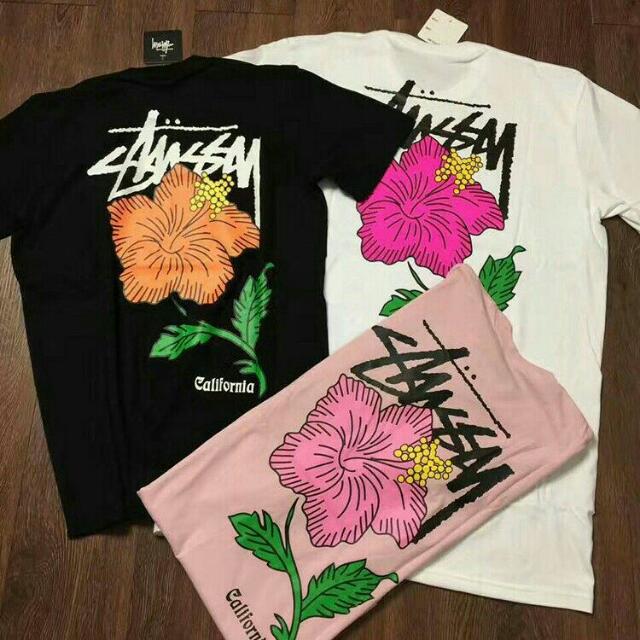 Stussy Hibiscus California T Shirt Men s Fashion Tops Sets