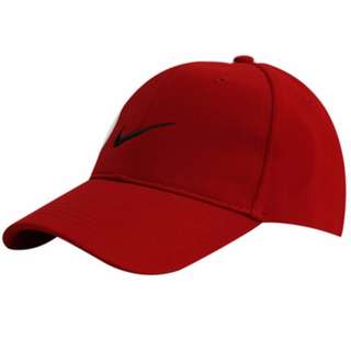 Red nike hat hot sale with white swoosh