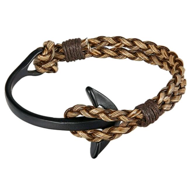 Brand New Jewelry Blue Braid Leather Bracelet Men Black Half Bend Jewelry Blue Braid Leather Bracelet Men