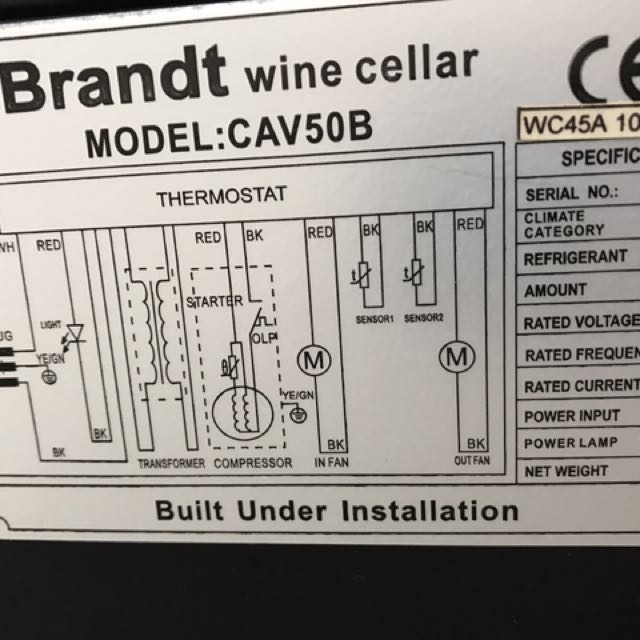 Brandt Wine Chiller (50 Bottles), TV & Home Appliances, Kitchen