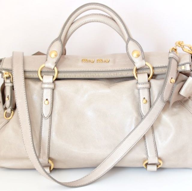 MIU MIU VITELLO LUX BOW BAG, Luxury, Bags & Wallets on Carousell