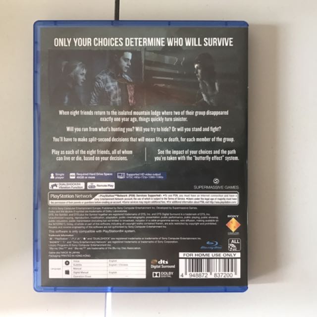 PS4: Until Dawn, Video Gaming, Video Games, PlayStation on Carousell