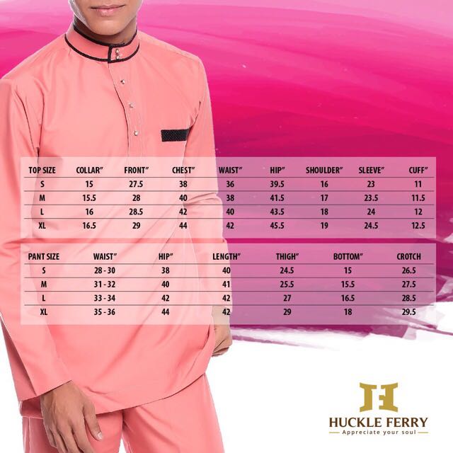 Saiz Baju Melayu Men S Fashion Clothes On Carousell