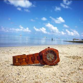 Automatic Wooden  "atlas" Watch. Hand Made. Seagull Movement.