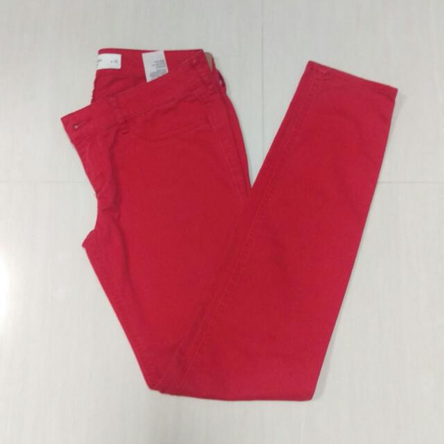Abercrombie & Fitch Red Tapered Jeans, Women's Fashion, Bottoms, Jeans