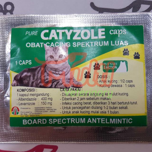 Catyzole Caps Capsul Isi 1 Kapsul Obat Anti Cacing Kucing Cat Antelmintik Anthelmintic Cacingan, Pet Supplies, Accessories on Carousell