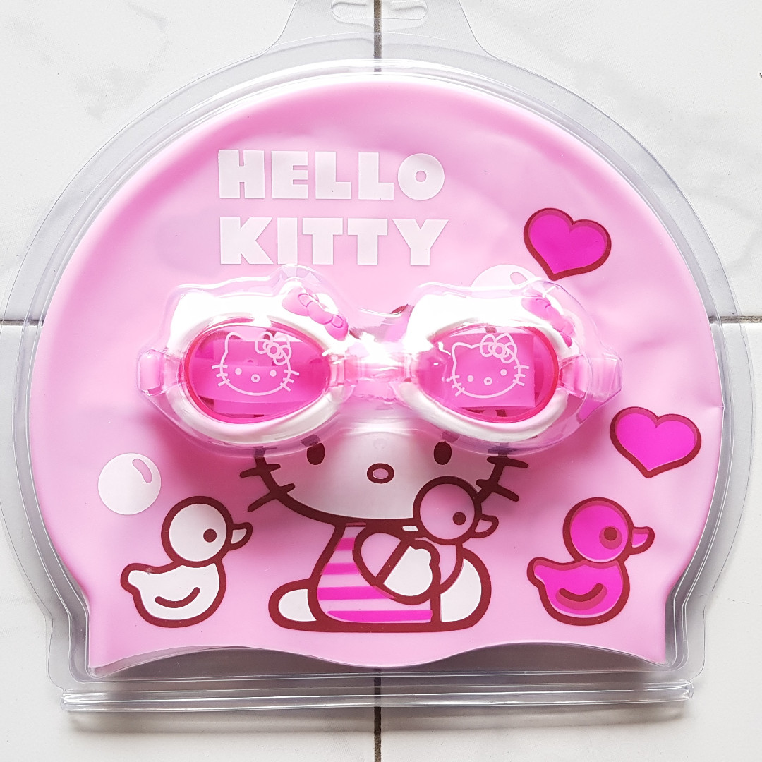 Kitty Goggles Hello Kitty Goggle + Swimming Cap set for kids (Miniso Jap), Babies ...