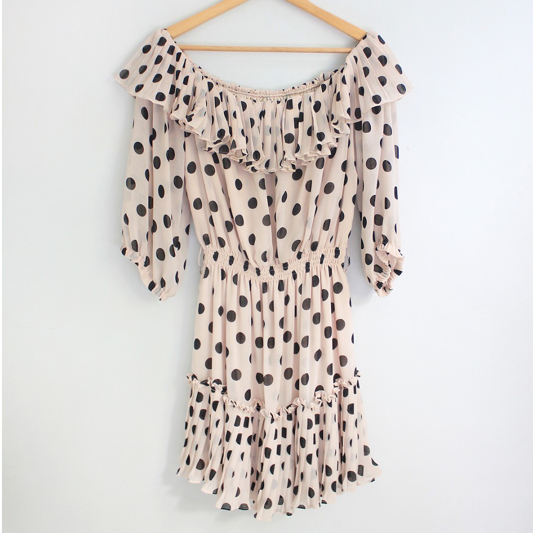 blush pink polka dot dress