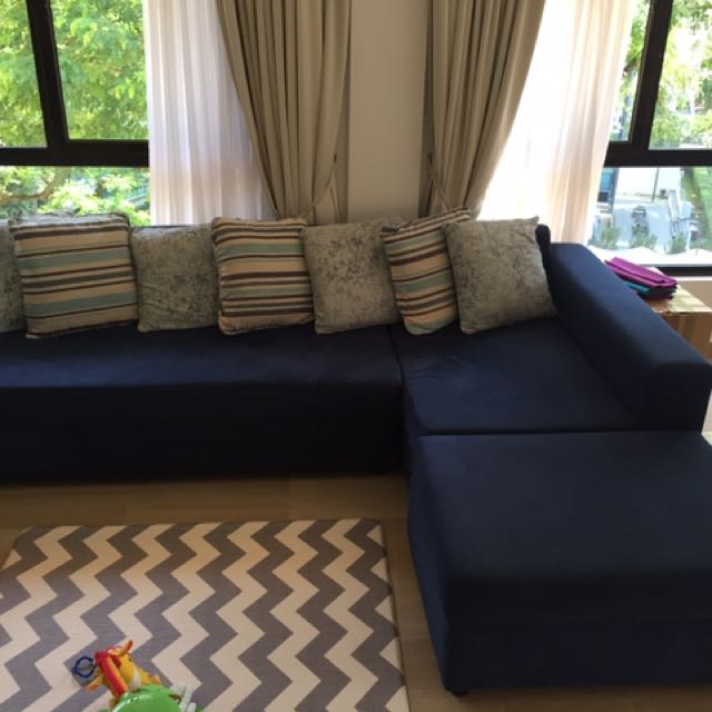 L Shaped Sofa Navy Blue Furniture Sofas On Carousell