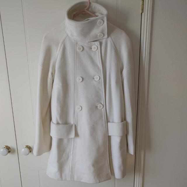 White Funnel Neck Wool Swing Coat Women S Fashion Clothes