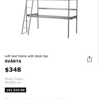 USED SVARTA Loft Bed With Table Top