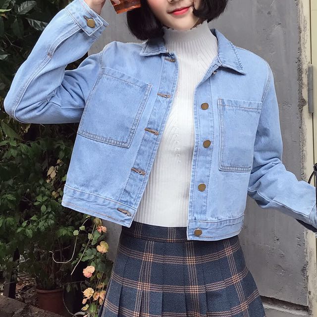 208 Tumblr Cropped Denim Jacket Women S Fashion Clothes Tops On Carousell Denim jackets always seem poised for a 'big return'. 208 tumblr cropped denim jacket