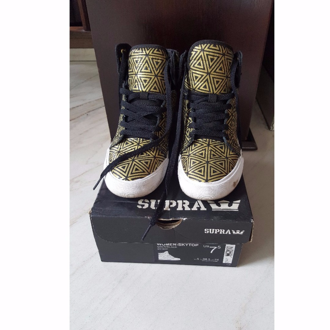Supra high tops black and gold hot sale
