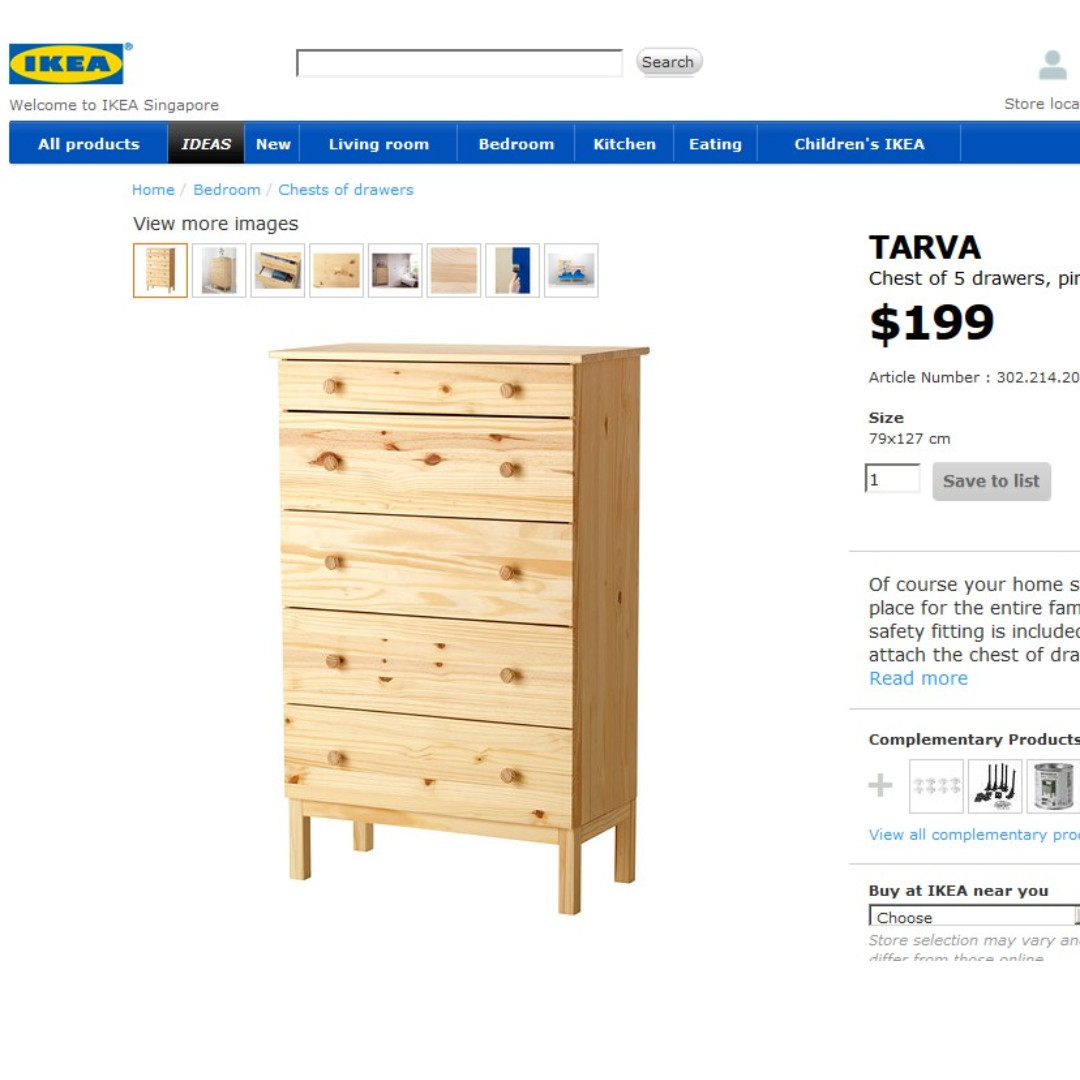Ikea Tarva Chest Of 5 Drawers Pine Furniture Shelves