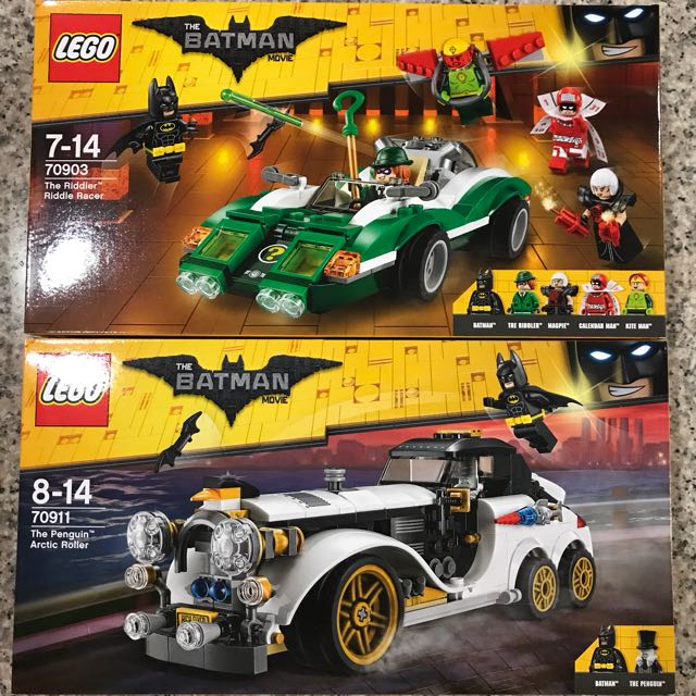 Lego Batman Movie Riddler Riddle Racer 70903 & Penguin Arctic Roller 70911  Combo, Hobbies & Toys, Toys & Games on Carousell