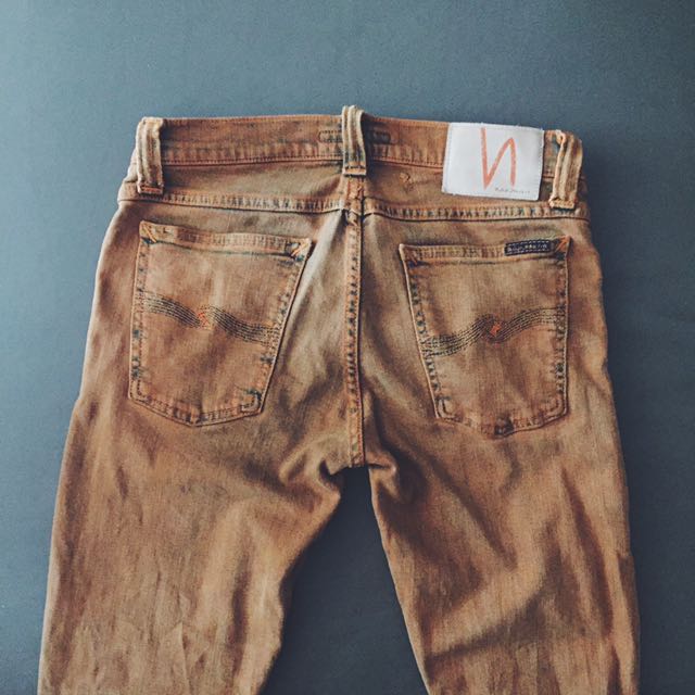 Nudie Jeans Icon Orange Tight Long John Size 27, Men's Fashion 