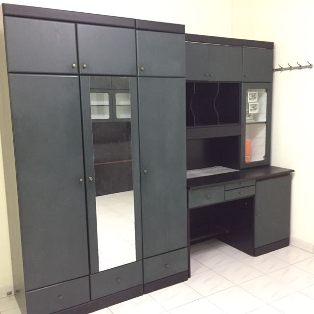 Used Wardrobe Study Table Set 2pc Furniture Shelves