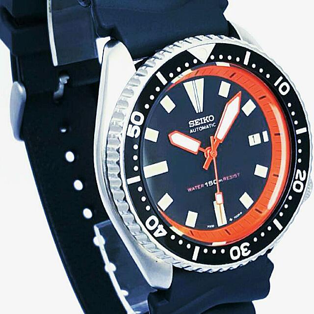 Vintage mens SEIKO diver 7002 - 700J *Mod w/all ORANGE Plongeur hand set & Chapter  Ring!, Mobile Phones & Gadgets, Wearables & Smart Watches on Carousell