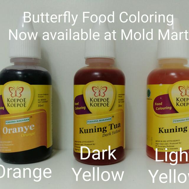 Butterfly Food Coloring Halal Colour Liquid for Cakes Agar Agar Jelly