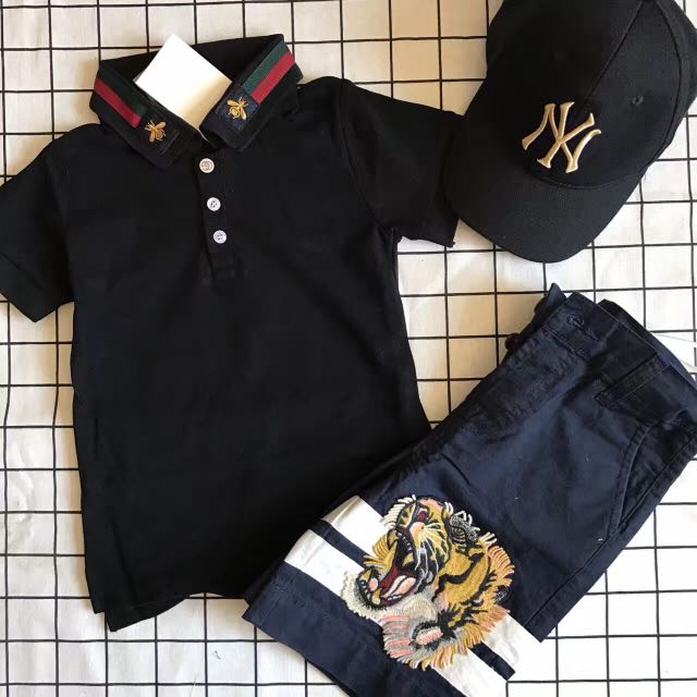 Gucci Inspired Polo Shirt Tiger Bermuda Pants Babies Kids