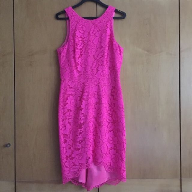 Neon pink lace dress clearance