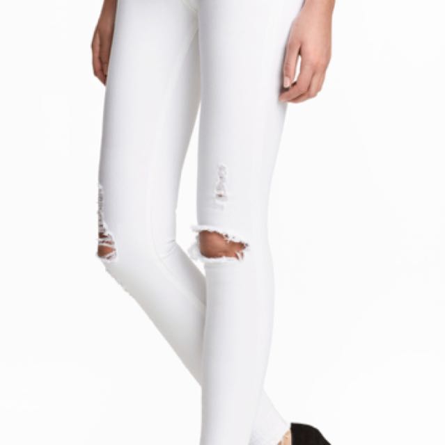 h&m white ripped jeans