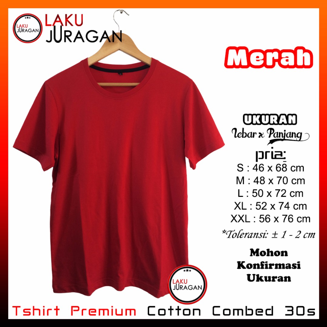 Kaos Polos Pria Premium Cotton 30s Tshirt Baju Merk Covic Merah