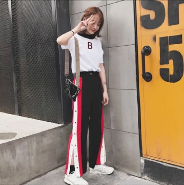 button side track pants