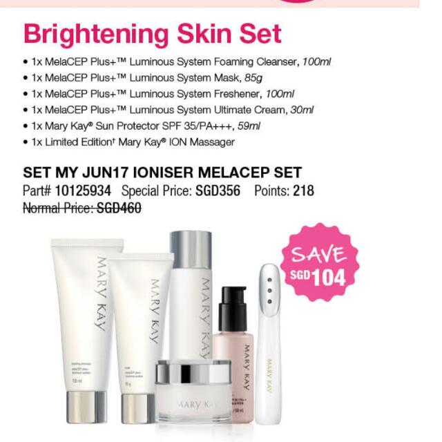 Last Day By 10pm Mary Kay Brightening Skin Set Ion Massager Promo Melacep Foaming Cleanser Mask Freshener Ultimate Cream Timewise Sun Protector Spf 35 Beauty Personal Care Bath Body