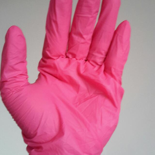 pink surgical gloves