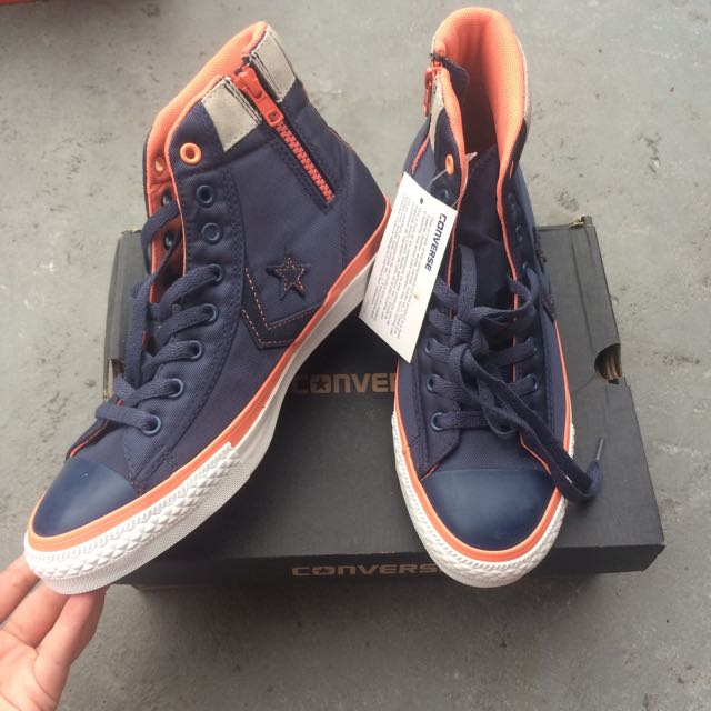 navy and orange converse