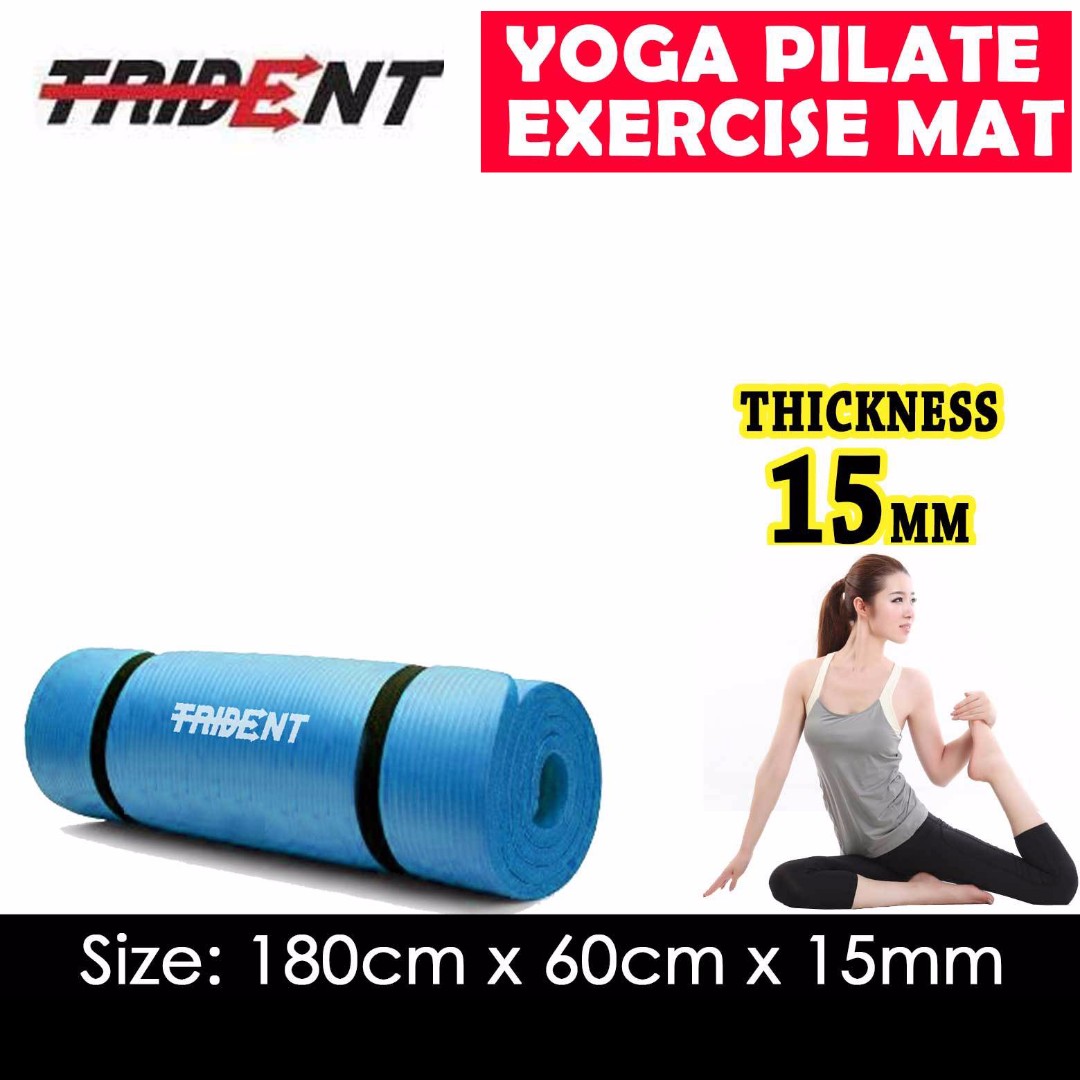 Trident Soft Foam Non Slip Yoga Mat Blue 15mm Thick Sports Sports Games Equipment On Carousell