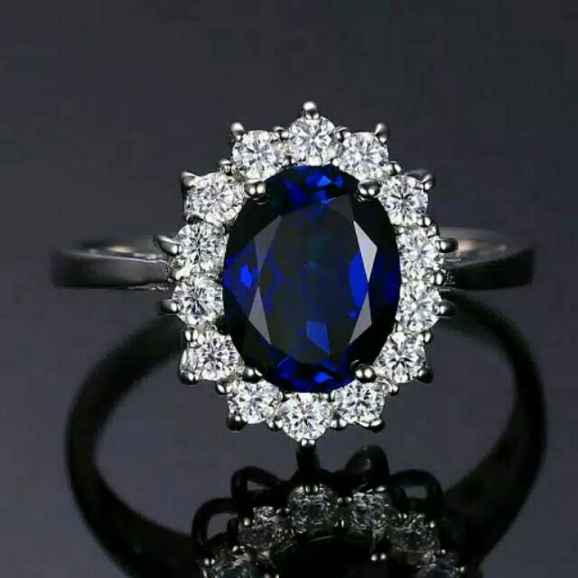 Cincin Blue Safir Wanita Oval Cut Barang Mewah Aksesoris Di Carousell