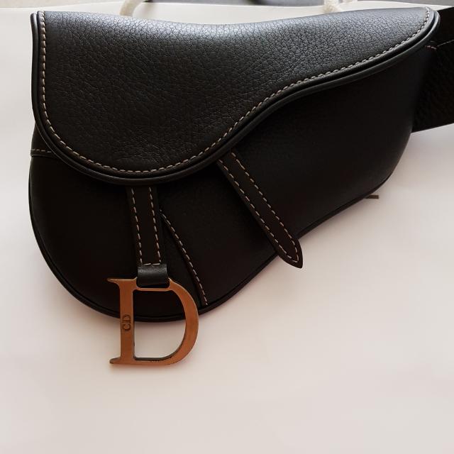 Authentic Christian Dior Leather Saddle Waist Belt Bag Fanny Pack
