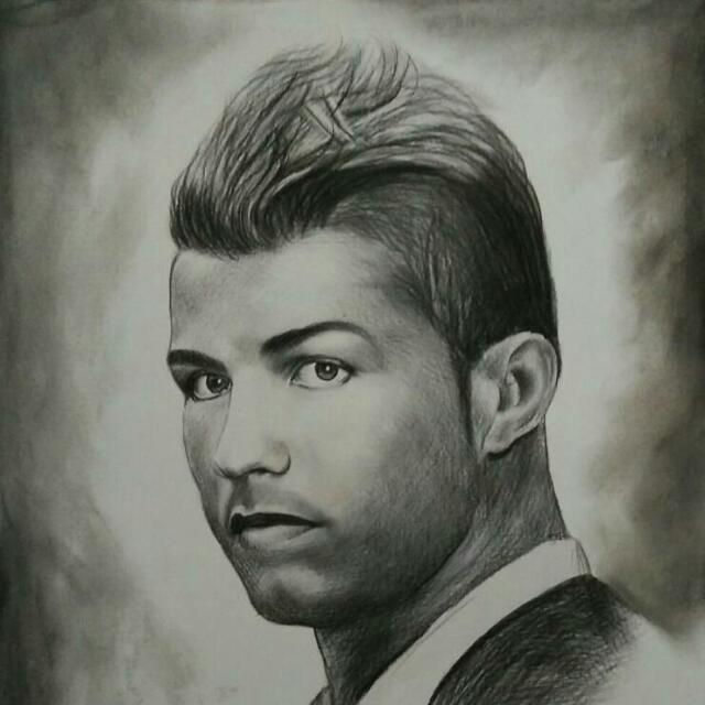 Pencil Portrait Drawing Christiano Ronaldo Design Craft Art
