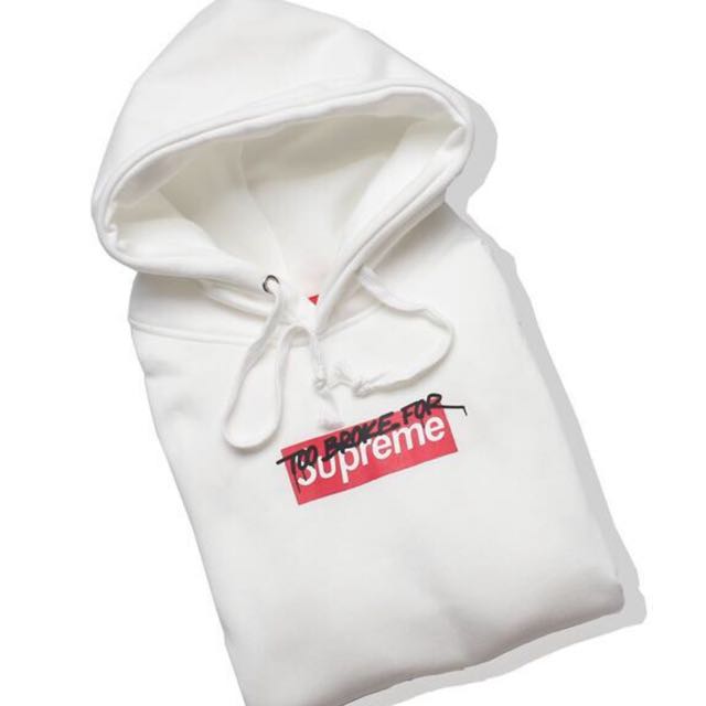Too Broke For Supreme Hoodie Men s Fashion Tops Sets Hoodies on Carousell